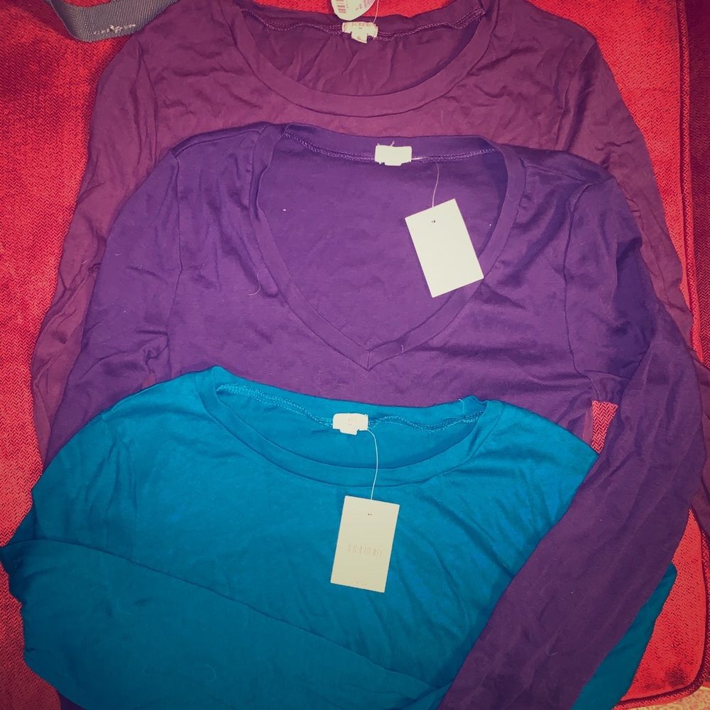 Lot of 3 J crew long sleeve tissue tees